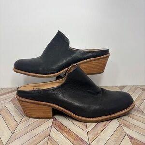 Sofft Ameera Black Leather western Mules clog with Wooden Heel women’s sz 10